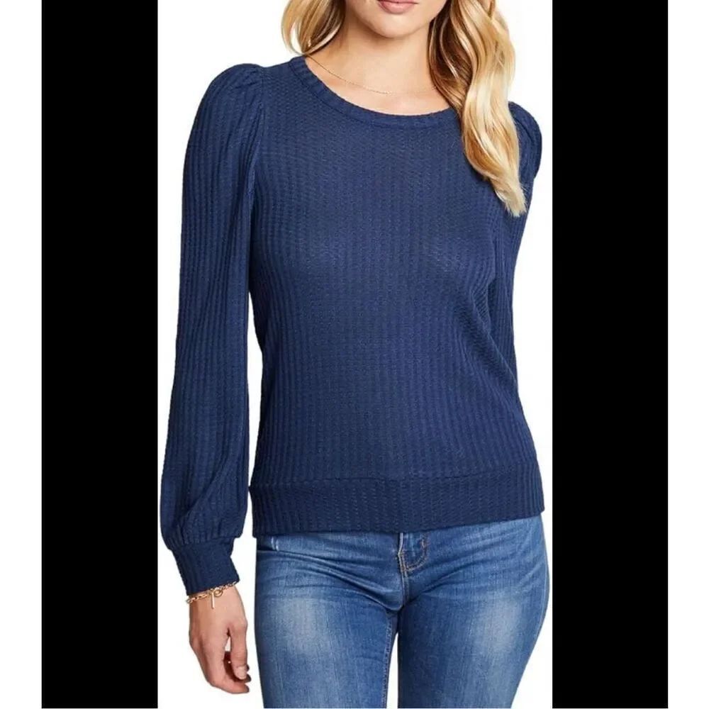 $45 CHASER Vintage Thermal Puff Sleeve Tee with Cuffs size Small